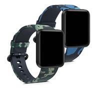 kwmobile Bracelet compatible avec Xiaomi Mi Watch Lite/Redmi Watch - Set 2x bracelet de rechange en TPU et en silicone pour fitness tracker - camouflage noir-vert clair-vert foncé