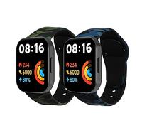kwmobile Bracelet compatible avec Xiaomi Redmi Mi Watch Lite 3 / Redmi Watch 3 - Set 2x bracelet de rechange en TPU et en silicone pour fitness tracker - camouflage noir-vert clair-vert foncé