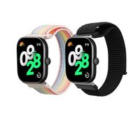 kwmobile Bracelet compatible avec Xiaomi Redmi Watch 4 / Band 8 Pro/Band 9 Pro bracelet - 2x bracelet de rechange en nylon pour fitness tracker - noir-multicolore