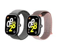 kwmobile Bracelet compatible avec Xiaomi Redmi Watch 4 / Band 8 Pro/Band 9 Pro bracelet - 2x bracelet de rechange en nylon pour fitness tracker - gris foncé-rose ancien