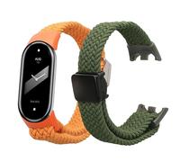 kwmobile Bracelet compatible avec Xiaomi Smart Band 10 / Smart Band 9/8 bracelet - 2x bracelet de rechange en nylon pour fitness tracker - vert foncé-orange