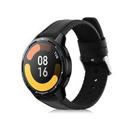 kwmobile Bracelet compatible avec Xiaomi Watch S1 Active bracelet - Bracelet de rechange en cuir véritable et silicone - noir