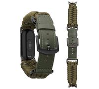 kwmobile Bracelet de Remplacement Tressé Compatible avec Xiaomi Mi Band 10 / Mi Band 9/8 - Bracelet de Sport pour Smartwatch en Cuir PU - vert foncé