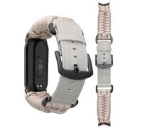 kwmobile Bracelet de Remplacement Tressé Compatible avec Xiaomi Mi Band 10 / Mi Band 9/8 - Bracelet de Sport pour Smartwatch en Cuir PU - crème