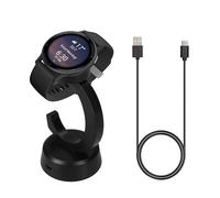 kwmobile Câble USB Compatible avec Garmin Vivoactive 6 / Vivoactive 5 / Forerunner 55 255 165 965 Câble - Station de Charge pour Smartwatch avec Support - Noir