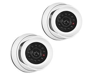 kwmobile Caméra de Surveillance Factice - Lot 2X Fausse Caméra CCTV avec LED Sécurité Maison ou Magasin - Dôme Dissuasif pour Intérieur, 1080p - Blanc