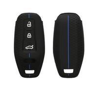 kwmobile Coque e Voiture Compatible avec Audi 3 Boutons 2025 A3 A5L Q6 A6L Etron SUV Accessoire clé Voiture - Protection étui Souple en Silicone - Noir-Bleu