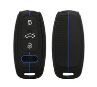 kwmobile Coque e Voiture Compatible avec Audi A6 A7 A8 Q7 Q8 Keyless 3-Bouton Accessoire clé Voiture - Protection étui Souple en Silicone - Noir Mat-Bleu
