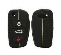 kwmobile Coque e Voiture Compatible avec Audi Clé 3-Touches Accessoire clé Voiture - Protection étui Souple en Silicone - Noir-Jaune
