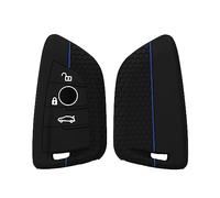 kwmobile Coque clé de Voiture Compatible avec BMW Smart Key 3-Bouton Accessoire clé Voiture - Protection étui Souple en Silicone - Noir-Bleu