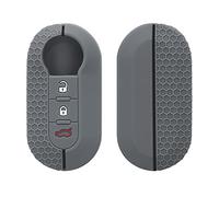 kwmobile Coque e Voiture Compatible avec Fiat Lancia 3-Bouton Accessoire clé Voiture - Protection étui Souple en Silicone - Gris-Noir