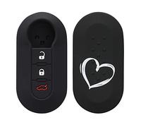 kwmobile Coque e Voiture Compatible avec Fiat Lancia 3-Bouton Accessoire clé Voiture - Protection étui Souple en Silicone - Blanc-Noir