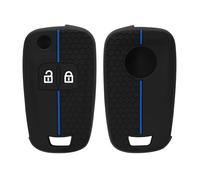 kwmobile Coque clé de Voiture Compatible avec Opel Chevrolet clé de Voiture 2-Bouton Accessoire clé Voiture - Protection étui Souple en Silicone - Noir-Bleu