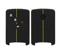 kwmobile Coque e Voiture Compatible avec Renault Carte Clé 4 Boutons (Keyless Go) Accessoire clé Voiture - Protection étui Souple en Silicone - Noir-Jaune