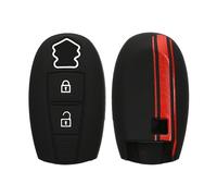 kwmobile Coque clé de Voiture Compatible avec Suzuki Sport Keyless Go 2-Bouton Accessoire clé Voiture - Protection étui Souple en Silicone - Rouge-Noir