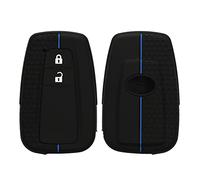 kwmobile Coque e Voiture Compatible avec Toyota 2-Bouton Smart Key Accessoire clé Voiture - Protection étui Souple en Silicone - Noir-Bleu