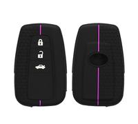 kwmobile Coque e Voiture Compatible avec Toyota 3 Bouton RAV4 CHR Corolla 2021 Yaris Hilux Accessoire clé Voiture - Protection étui Souple en Silicone - Noir-Violet