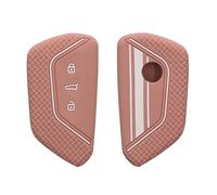 kwmobile Coque clé de Voiture Compatible avec VW Golf 8 3-Bouton Accessoire clé Voiture - Protection étui Souple en Silicone - Blanc-Or Rose