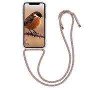 kwmobile Coque Collier Compatible avec Apple iPhone X Coque - Housse de Protection en TPU avec Cordon Sangle - Fuchsia-Transparent-Violet-Jaune