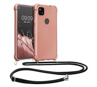 kwmobile Coque Collier Compatible avec Google Pixel 4a Coque - Coque Housse en TPU avec Collier Or Rose métallique
