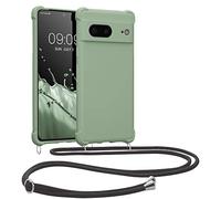 kwmobile Coque Collier Compatible avec Google Pixel 7 Coque - Coque Housse en Silicone avec Collier Vert Gris