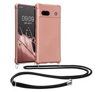 kwmobile Coque Collier Compatible avec Google Pixel 7a Coque - Coque Housse en TPU avec Collier Or Rose métallique