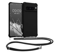Kwmobile Coque Collier Compatible avec Google Pixel 8 Pro - Housse en Silicone avec Collier Noir