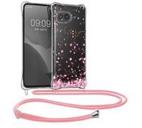 kwmobile Coque Collier Compatible avec Google Pixel 9a Coque - Housse en Silicone avec Cordon de Collier - Rose Clair-Brun foncé-Transparent