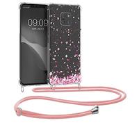 kwmobile Coque Collier Compatible avec Huawei Mate 20 Pro Coque - Housse en Silicone avec Cordon de Collier - Rose Clair-Brun foncé-Transparent