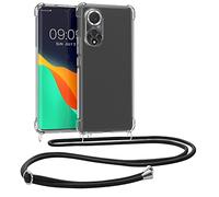 kwmobile Coque Collier Compatible avec Huawei Nova 9 Coque - Housse de Protection en TPU avec Cordon Sangle - Noir-Transparent