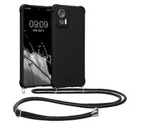 kwmobile Coque Collier Compatible avec Motorola Edge 30 Neo Coque - Coque Housse en Silicone avec Collier Noir