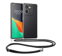 kwmobile Coque Collier Compatible avec Motorola Edge 50 Neo/ThinkPhone 25 Coque - Housse de Protection en TPU avec Cordon Sangle - Noir-Transparent