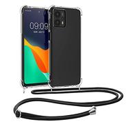 kwmobile Coque Collier Compatible avec Motorola Moto G23 / Moto G13 Coque - Housse de Protection en TPU avec Cordon Sangle - Transparent-Noir