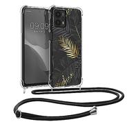 kwmobile Coque Collier Compatible avec Motorola Moto G23 / Moto G13 Coque - Housse en Silicone avec Cordon de Collier - doré-Gris-Transparent