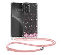 kwmobile Coque Collier Compatible avec Motorola Moto G52 / Moto G82 5G Coque - Housse en Silicone avec Cordon de Collier - Rose Clair-Brun foncé-Transparent