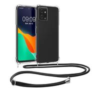 kwmobile Coque Collier Compatible avec Motorola ThinkPhone Coque - Housse de Protection en TPU avec Cordon Sangle - Noir-Transparent