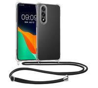 kwmobile Coque Collier Compatible avec OnePlus Nord 5 Coque - Housse de Protection en TPU avec Cordon Sangle - Noir-Transparent