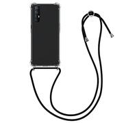 kwmobile Coque Collier Compatible avec Oppo Find X2 Neo Coque - Housse de Protection en TPU avec Cordon Sangle - Transparent-Noir