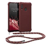 kwmobile Coque Collier Compatible avec Samsung Galaxy A20e Coque - Coque Housse en Silicone avec Collier Bordeaux Violet