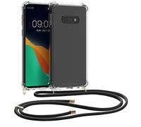 kwmobile Coque Collier Compatible avec Samsung Galaxy S10e Coque - Housse de Protection en TPU avec Cordon Sangle - Transparent-Noir