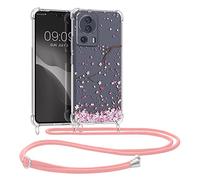 kwmobile Coque Collier Compatible avec Xiaomi 13 Lite 5G Coque - Housse en Silicone avec Cordon de Collier - Rose Clair-Brun foncé-Transparent