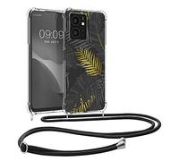 kwmobile Coque Collier Compatible avec Xiaomi Redmi Note 12 (4G) Coque - Housse en Silicone avec Cordon de Collier - Jaune-Gris-Transparent