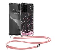 kwmobile Coque Collier Compatible avec Xiaomi Redmi Note 12 Pro 5G Coque - Housse en Silicone avec Cordon de Collier - Rose Clair-Brun foncé-Transparent