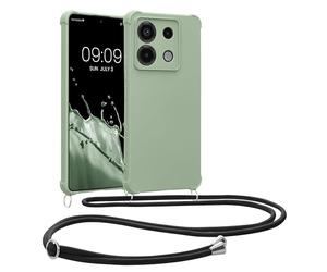kwmobile Coque Collier Compatible avec Xiaomi Redmi Note 13 Pro 5G / Poco X6 5G - Coque Housse en Silicone avec Collier Vert Gris