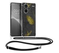 kwmobile Coque Collier Compatible avec Xiaomi Redmi Note 13 Pro+ 5G / Redmi Note 13 Pro Plus 5G Coque - Housse en Silicone avec Cordon de Collier - Jaune-Gris-Transparent