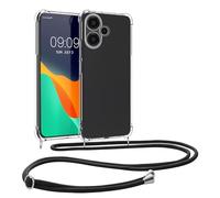 kwmobile Coque Collier Compatible avec Xiaomi Redmi Note 13 Pro+ 5G / Redmi Note 13 Pro Plus 5G Coque - Housse de Protection en TPU avec Cordon Sangle - Transparent-Noir