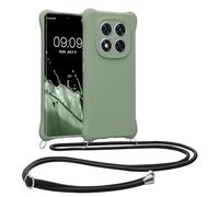 kwmobile Coque Collier Compatible avec Xiaomi Redmi Note 14 Pro 5G / Poco X7 Coque - Coque Housse en Silicone avec Collier Vert Gris
