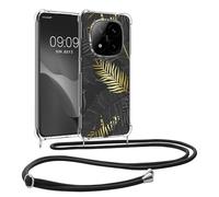 kwmobile Coque Collier Compatible avec Xiaomi Redmi Note 14 Pro 5G / Poco X7 Coque - Housse en Silicone avec Cordon de Collier - Jaune-Gris-Transparent