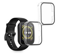 kwmobile Coque Compatible avec 22mm Amazfit Bip 6 / Bip 5 Unity/Bip 5 / GTS 3 / Balance 2 / Helio Strap Coque - 2X Étui Cadre écran en Verre trempé pour Fitness Tracker - Transparent