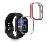 kwmobile Coque Compatible avec Amazfit Active (A2211) Coque - 2X Étui Cadre écran en Silicone pour Fitness Tracker - Transparent-Rose Clair